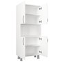 Hanah Home William - White Mueble de Baño Blanco 59.5 cm Ancho x 140.3 cm Alto x 29.5 cm Profundo Fabricado en Tablero de Partículas Recubierto de Melamina